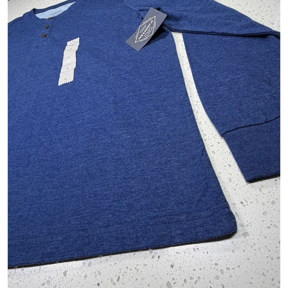 St. John's Bay Classic Blue Henley T-Shirt Long Sleeve Cotton Blend Size L - Picture 3 of 6